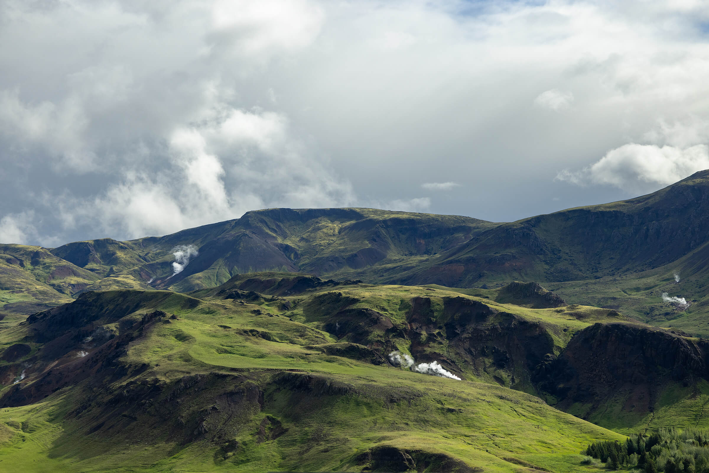 Steam coming out from Iceland landscape